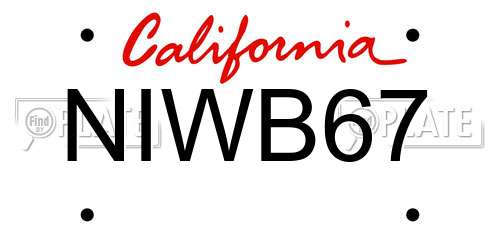 NIWB67 California License Plate