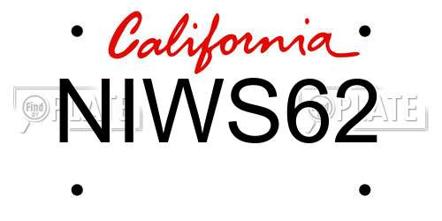 NIWS62 California License Plate