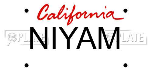 NIYAM California License Plate