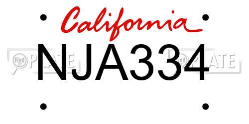NJA334 California License Plate