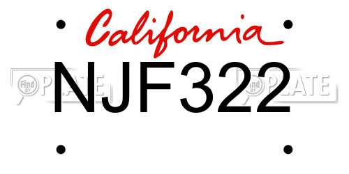 NJF322 California License Plate