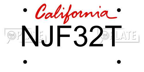 NJF32T California License Plate