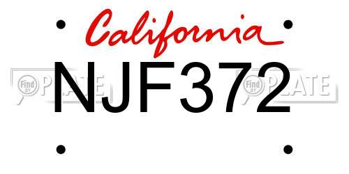 NJF372 California License Plate