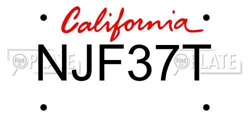 NJF37T California License Plate