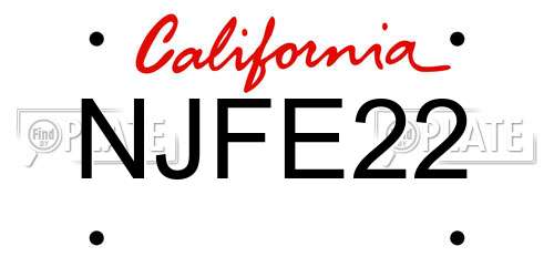 NJFE22 California License Plate
