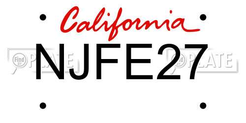 NJFE27 California License Plate