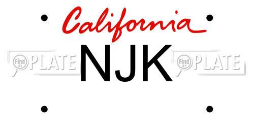 NJK California License Plate