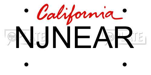 NJNEAR California License Plate