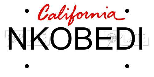 NKOBEDI California License Plate