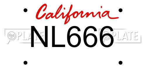 NL666 California License Plate
