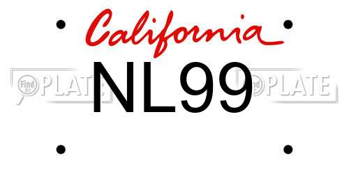 NL99 California License Plate