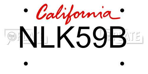 NLK59B California License Plate