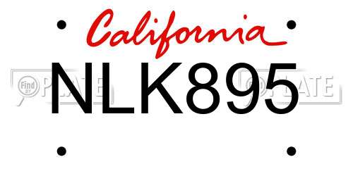 NLK895 California License Plate
