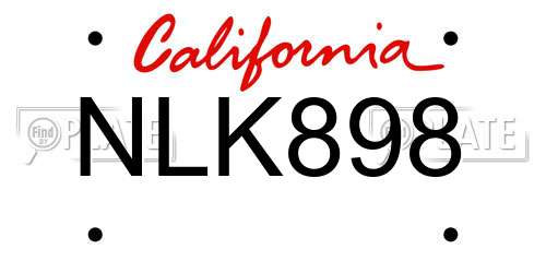 NLK898 California License Plate