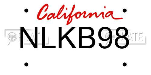 NLKB98 California License Plate