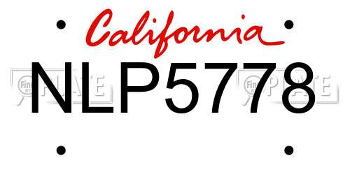 NLP5778 California License Plate