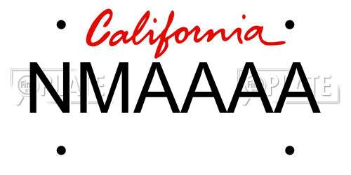 NMAAAA California License Plate