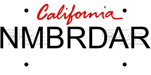 NMBRDAR California License Plate