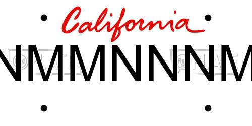 NMMNNNM California License Plate