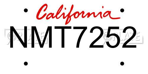 NMT7252 California License Plate