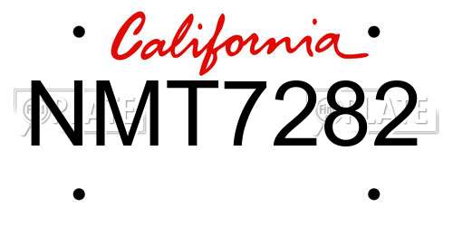 NMT7282 California License Plate