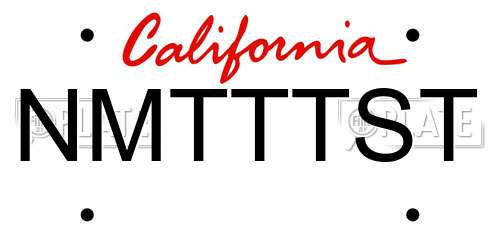 NMTTTST California License Plate