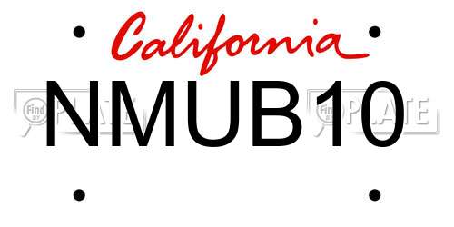 NMUB10 California License Plate
