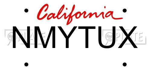 NMYTUX California License Plate