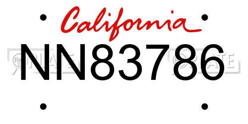 NN83786 California License Plate