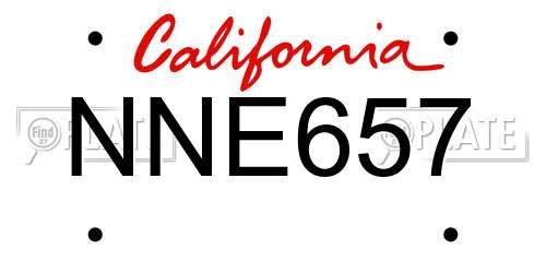 NNE657 California License Plate