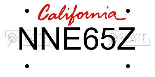 NNE65Z California License Plate