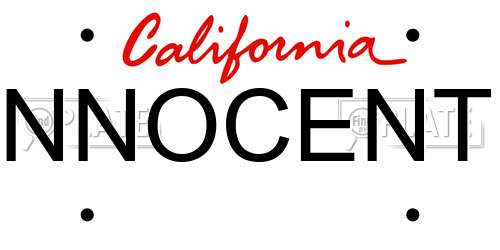 NNOCENT California License Plate