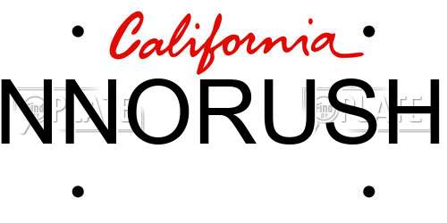 NNORUSH California License Plate