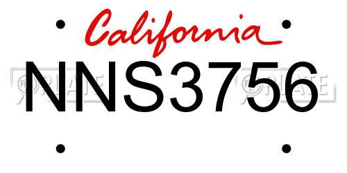 NNS3756 California License Plate