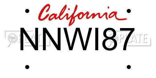 NNWI87 California License Plate