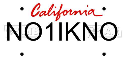 NO1IKNO California License Plate