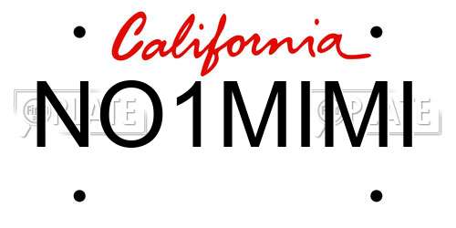 NO1MIMI California License Plate
