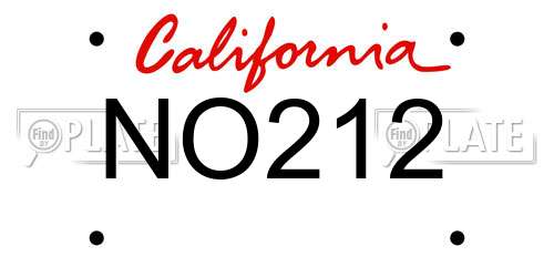 NO212 California License Plate