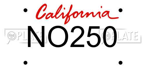 NO250 California License Plate