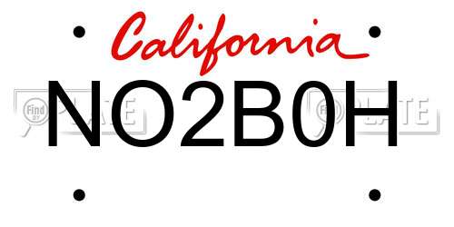 NO2B0H California License Plate