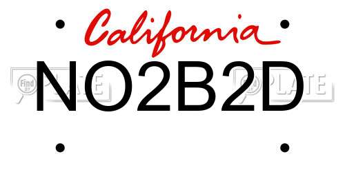 NO2B2D California License Plate