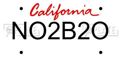 NO2B2O California License Plate