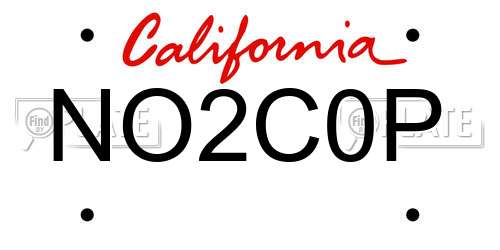 NO2C0P California License Plate