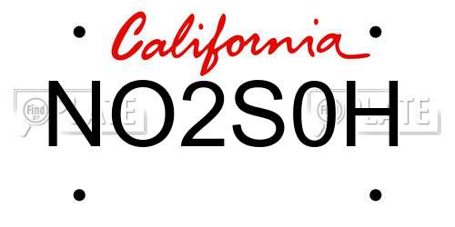 NO2S0H California License Plate