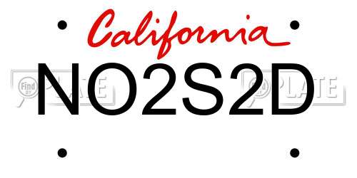 NO2S2D California License Plate