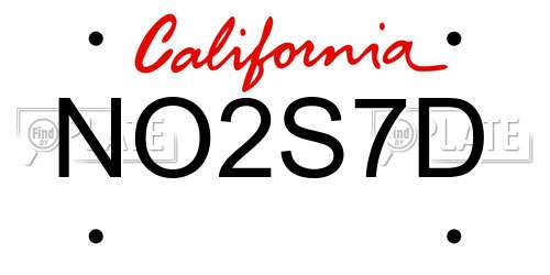 NO2S7D California License Plate
