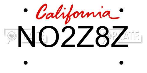NO2Z8Z California License Plate