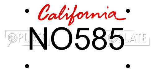 NO585 California License Plate