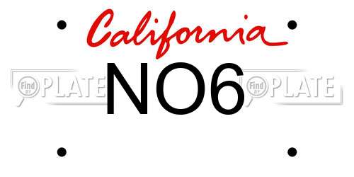 NO6 California License Plate