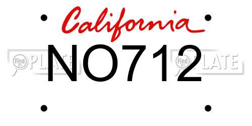 NO712 California License Plate